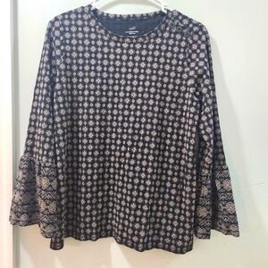 J. Jill Luxe Supima Top Ruffled Cotton Stretch Knit Boho Fairycore Womens Sz S